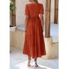 imagePRETTYGARDEN Womens Summer Casual Short Sleeve V Neck Midi Dresses 2025 Spring Aline Tiered Wedding Guest DressBrick Red