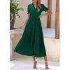 imagePRETTYGARDEN Womens Summer Casual Short Sleeve V Neck Midi Dresses 2025 Spring Aline Tiered Wedding Guest DressGreen