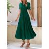 imagePRETTYGARDEN Womens Summer Casual Short Sleeve V Neck Midi Dresses 2025 Spring Aline Tiered Wedding Guest DressGreen