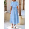 imagePRETTYGARDEN Womens Summer Casual Short Sleeve V Neck Midi Dresses 2025 Spring Aline Tiered Wedding Guest DressLight Blue