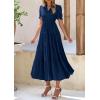imagePRETTYGARDEN Womens Summer Casual Short Sleeve V Neck Midi Dresses 2025 Spring Aline Tiered Wedding Guest DressNavy