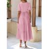 imagePRETTYGARDEN Womens Summer Casual Short Sleeve V Neck Midi Dresses 2025 Spring Aline Tiered Wedding Guest DressPink