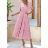 imagePRETTYGARDEN Womens Summer Casual Short Sleeve V Neck Midi Dresses 2025 Spring Aline Tiered Wedding Guest DressPink
