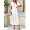 imagePRETTYGARDEN Womens Summer Casual Short Sleeve V Neck Midi Dresses 2025 Spring Aline Tiered Wedding Guest DressWhite