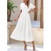 imagePRETTYGARDEN Womens Summer Casual Short Sleeve V Neck Midi Dresses 2025 Spring Aline Tiered Wedding Guest DressWhite