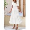 imagePRETTYGARDEN Womens Summer Casual Short Sleeve V Neck Midi Dresses 2025 Spring Aline Tiered Wedding Guest DressWhite