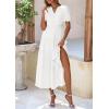 imagePRETTYGARDEN Womens Summer Casual Short Sleeve V Neck Midi Dresses 2025 Spring Aline Tiered Wedding Guest DressWhite