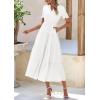 imagePRETTYGARDEN Womens Summer Casual Short Sleeve V Neck Midi Dresses 2025 Spring Aline Tiered Wedding Guest DressWhite