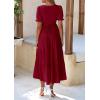 imagePRETTYGARDEN Womens Summer Casual Short Sleeve V Neck Midi Dresses 2025 Spring Aline Tiered Wedding Guest DressWine Red
