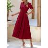 imagePRETTYGARDEN Womens Summer Casual Short Sleeve V Neck Midi Dresses 2025 Spring Aline Tiered Wedding Guest DressWine Red