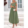 imagePRETTYGARDEN Womens Summer Off Shoulder Sleeveless Midi Dress Cocktail A Line Flowy Wedding Guest Dresses with PocketsArmy Green