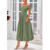 imagePRETTYGARDEN Womens Summer Off Shoulder Sleeveless Midi Dress Cocktail A Line Flowy Wedding Guest Dresses with PocketsArmy Green