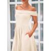 imagePRETTYGARDEN Womens Summer Off Shoulder Sleeveless Midi Dress Cocktail A Line Flowy Wedding Guest Dresses with PocketsBeige