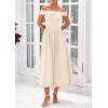 imagePRETTYGARDEN Womens Summer Off Shoulder Sleeveless Midi Dress Cocktail A Line Flowy Wedding Guest Dresses with PocketsBeige