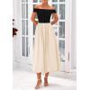 imagePRETTYGARDEN Womens Summer Off Shoulder Sleeveless Midi Dress Cocktail A Line Flowy Wedding Guest Dresses with PocketsBlack Apricot