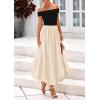imagePRETTYGARDEN Womens Summer Off Shoulder Sleeveless Midi Dress Cocktail A Line Flowy Wedding Guest Dresses with PocketsBlack Apricot