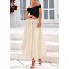 imagePRETTYGARDEN Womens Summer Off Shoulder Sleeveless Midi Dress Cocktail A Line Flowy Wedding Guest Dresses with PocketsBlack Apricot