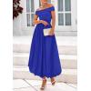 imagePRETTYGARDEN Womens Summer Off Shoulder Sleeveless Midi Dress Cocktail A Line Flowy Wedding Guest Dresses with PocketsRoyal Blue