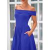 imagePRETTYGARDEN Womens Summer Off Shoulder Sleeveless Midi Dress Cocktail A Line Flowy Wedding Guest Dresses with PocketsRoyal Blue