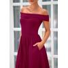 imagePRETTYGARDEN Womens Summer Off Shoulder Sleeveless Midi Dress Cocktail A Line Flowy Wedding Guest Dresses with PocketsWine Red