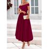 imagePRETTYGARDEN Womens Summer Off Shoulder Sleeveless Midi Dress Cocktail A Line Flowy Wedding Guest Dresses with PocketsWine Red