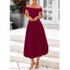 imagePRETTYGARDEN Womens Summer Off Shoulder Sleeveless Midi Dress Cocktail A Line Flowy Wedding Guest Dresses with PocketsWine Red
