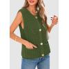 imagePRETTYGARDEN Womens Summer Sweaters Vest 2025 Sleeveless Button Down Cropped Pockets Chunky Knit Cardigan Trendy Tank TopsArmy Green