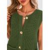imagePRETTYGARDEN Womens Summer Sweaters Vest 2025 Sleeveless Button Down Cropped Pockets Chunky Knit Cardigan Trendy Tank TopsArmy Green