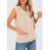 imagePRETTYGARDEN Womens Summer Sweaters Vest 2025 Sleeveless Button Down Cropped Pockets Chunky Knit Cardigan Trendy Tank TopsBeige