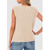 imagePRETTYGARDEN Womens Summer Sweaters Vest 2025 Sleeveless Button Down Cropped Pockets Chunky Knit Cardigan Trendy Tank TopsBeige