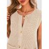 imagePRETTYGARDEN Womens Summer Sweaters Vest 2025 Sleeveless Button Down Cropped Pockets Chunky Knit Cardigan Trendy Tank TopsBeige