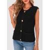 imagePRETTYGARDEN Womens Summer Sweaters Vest 2025 Sleeveless Button Down Cropped Pockets Chunky Knit Cardigan Trendy Tank TopsBlack