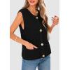 imagePRETTYGARDEN Womens Summer Sweaters Vest 2025 Sleeveless Button Down Cropped Pockets Chunky Knit Cardigan Trendy Tank TopsBlack