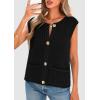 imagePRETTYGARDEN Womens Summer Sweaters Vest 2025 Sleeveless Button Down Cropped Pockets Chunky Knit Cardigan Trendy Tank TopsBlack