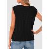 imagePRETTYGARDEN Womens Summer Sweaters Vest 2025 Sleeveless Button Down Cropped Pockets Chunky Knit Cardigan Trendy Tank TopsBlack