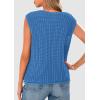 imagePRETTYGARDEN Womens Summer Sweaters Vest 2025 Sleeveless Button Down Cropped Pockets Chunky Knit Cardigan Trendy Tank TopsBlue