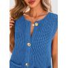 imagePRETTYGARDEN Womens Summer Sweaters Vest 2025 Sleeveless Button Down Cropped Pockets Chunky Knit Cardigan Trendy Tank TopsBlue