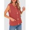imagePRETTYGARDEN Womens Summer Sweaters Vest 2025 Sleeveless Button Down Cropped Pockets Chunky Knit Cardigan Trendy Tank TopsBrick Red