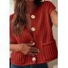 imagePRETTYGARDEN Womens Summer Sweaters Vest 2025 Sleeveless Button Down Cropped Pockets Chunky Knit Cardigan Trendy Tank TopsCaramel