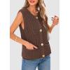 imagePRETTYGARDEN Womens Summer Sweaters Vest 2025 Sleeveless Button Down Cropped Pockets Chunky Knit Cardigan Trendy Tank TopsCoffee