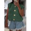 imagePRETTYGARDEN Womens Summer Sweaters Vest 2025 Sleeveless Button Down Cropped Pockets Chunky Knit Cardigan Trendy Tank TopsGreen