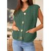 imagePRETTYGARDEN Womens Summer Sweaters Vest 2025 Sleeveless Button Down Cropped Pockets Chunky Knit Cardigan Trendy Tank TopsGreen