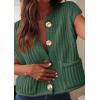 imagePRETTYGARDEN Womens Summer Sweaters Vest 2025 Sleeveless Button Down Cropped Pockets Chunky Knit Cardigan Trendy Tank TopsGreen