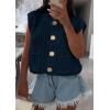imagePRETTYGARDEN Womens Summer Sweaters Vest 2025 Sleeveless Button Down Cropped Pockets Chunky Knit Cardigan Trendy Tank TopsNavy