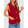 imagePRETTYGARDEN Womens Summer Sweaters Vest 2025 Sleeveless Button Down Cropped Pockets Chunky Knit Cardigan Trendy Tank TopsRed