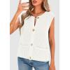 imagePRETTYGARDEN Womens Summer Sweaters Vest 2025 Sleeveless Button Down Cropped Pockets Chunky Knit Cardigan Trendy Tank TopsWhite