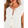 imagePRETTYGARDEN Womens Summer Sweaters Vest 2025 Sleeveless Button Down Cropped Pockets Chunky Knit Cardigan Trendy Tank TopsWhite