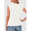 imagePRETTYGARDEN Womens Summer Sweaters Vest 2025 Sleeveless Button Down Cropped Pockets Chunky Knit Cardigan Trendy Tank TopsWhite