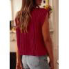 imagePRETTYGARDEN Womens Summer Sweaters Vest 2025 Sleeveless Button Down Cropped Pockets Chunky Knit Cardigan Trendy Tank TopsWine Red