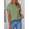 imagePRETTYGARDEN Womens Sweater Vest 2025 Summer Short Sleeve Tops Casual Crewneck Knit Oversized Pullover Trendy Spring OutfitsBean Green